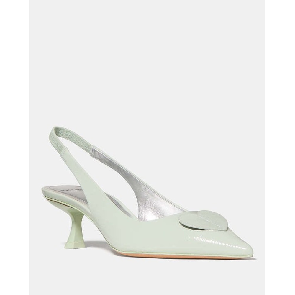 NEW Kate Spade Lover Slingback Kitten Heel Mint Frosting Green Patent Size 10B